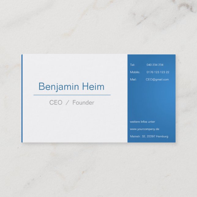 Negocio profesional tarjetas de presentación Blue (Reverso)