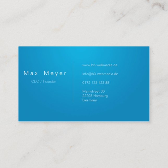 Negocio profesional tarjetas de presentación Blue, (Reverso)