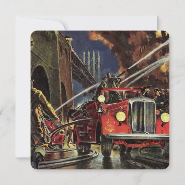 Negocio vintage, bomberos bomberos camiones de bom (Anverso)