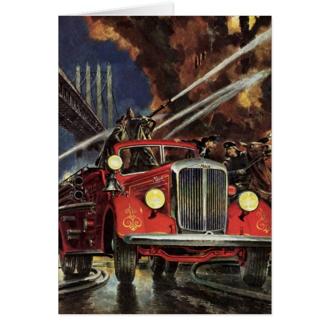 Negocio vintage, bomberos bomberos camiones de bom (Frente)