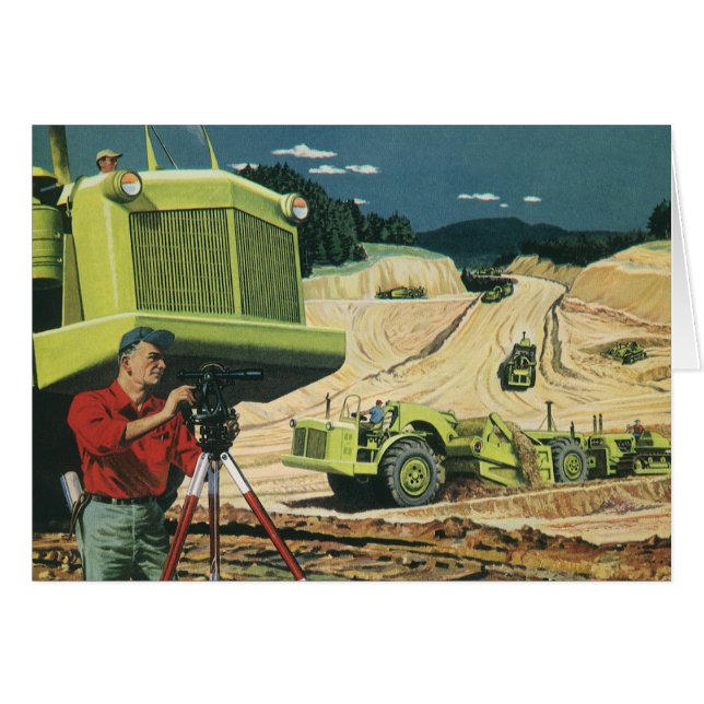Negocio vintage, obra de construcción con topadora (Anverso (Horizontal))