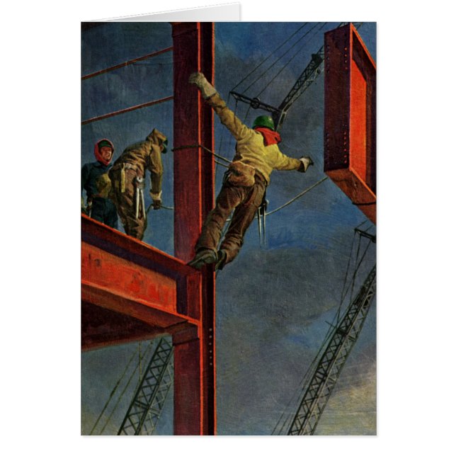 Negocio vintage, trabajadores en construcción de a (Frente)