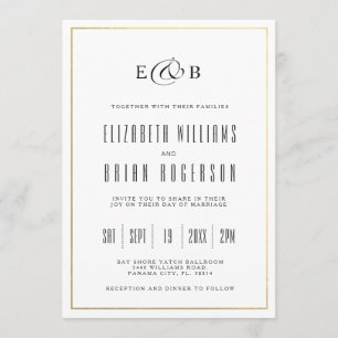 Negra Invitación a la boda blanca moderna