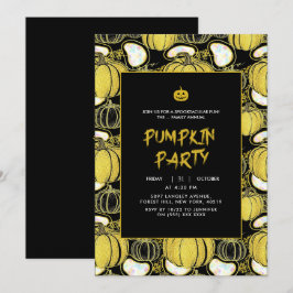 Negra | Invitación de Halloween de calabaza Purpur
