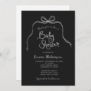 Negra Negra Negra Simple Bow Invitación Baby Showe
