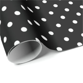 Negra | Papel de ajuste de puntos de polka blanca