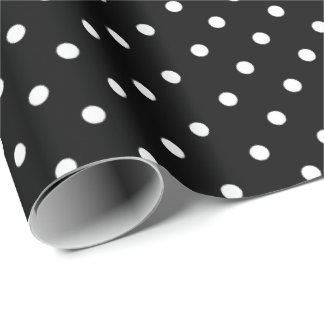 Negra | Papel de ajuste de puntos de polka blanca