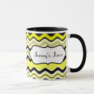 , Negras, blancas taza personalizada rayas