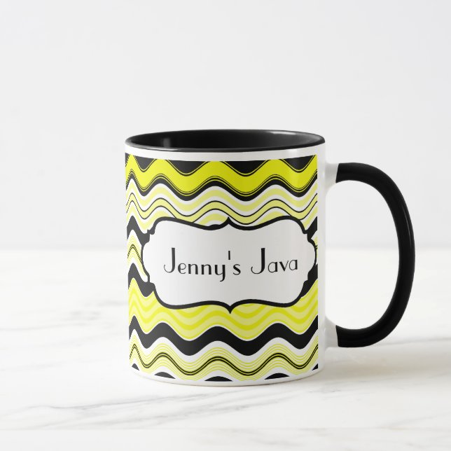 , Negras, blancas taza personalizada rayas (Derecha)