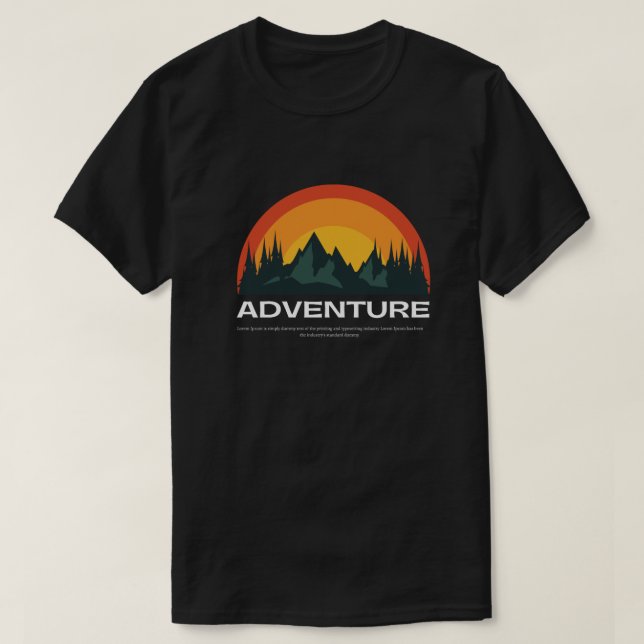 Negras y naranjas modernas camisetas de aventura (Diseño del anverso)