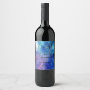 Negrita azul acuarela   Etiqueta del frasco de vin
