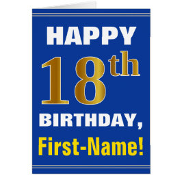 Negrita, azul, falso oro 18 cumpleaños con tarjeta