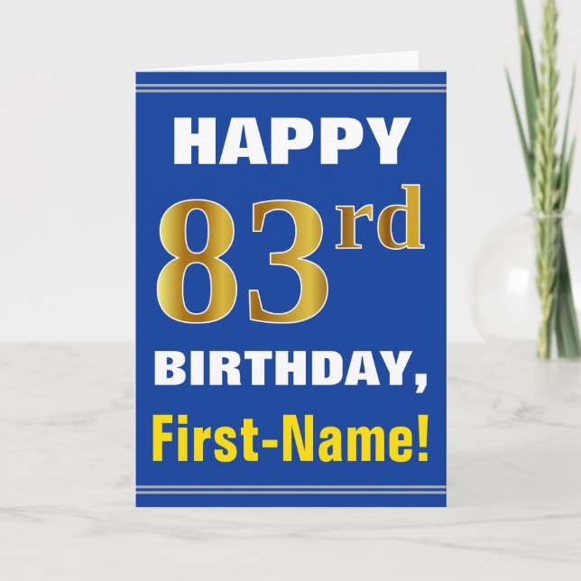 Negrita, azul, falso oro 83 cumpleaños con tarjeta (Anverso)