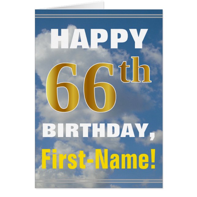 Negrita, cielo nublado, oro falso 66º cumpleaños + (Frente)