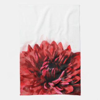Negrita Dahlia Watercolor Crimson Kitchen Toalla