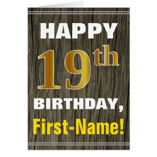 Negrita, Faux Wood, Faux Gold 19th Birthday + Name