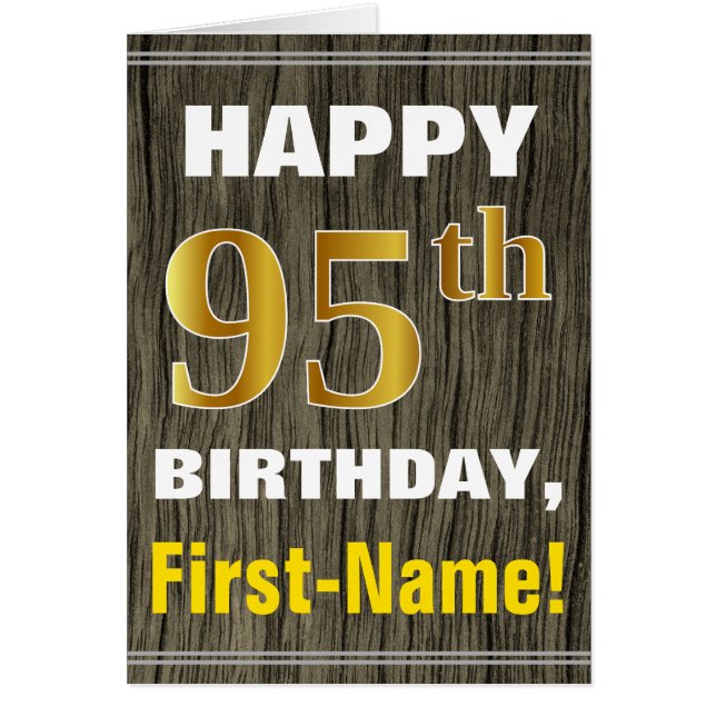 Negrita, Faux Wood, Faux Gold 95th Birthday + Name (Frente)