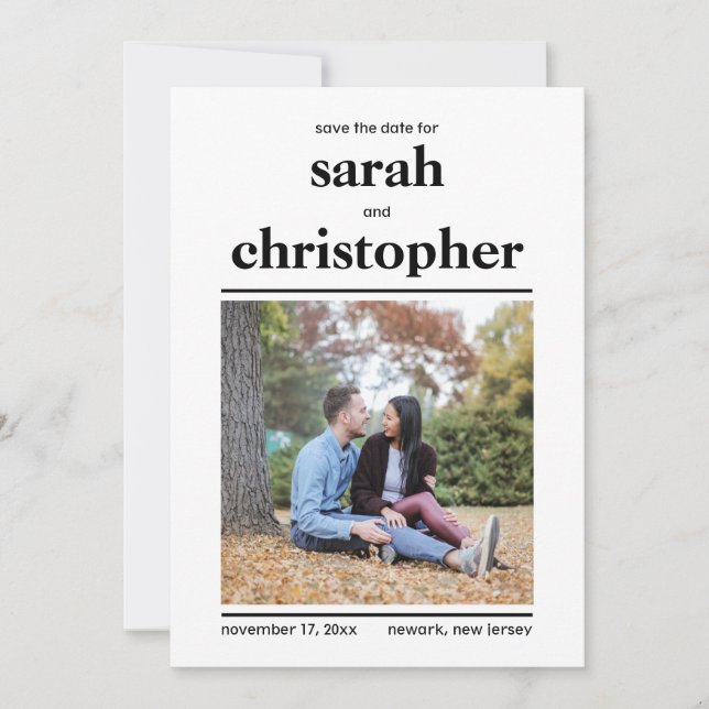 Negrita Guardar la tarjeta de fecha Minimalista (Anverso)