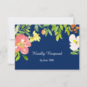 Negrita Marina Fronteriza Floral Boda Azul RSVP
