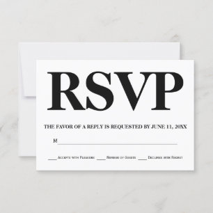 Negrita, negro, blanco tipografía rayas boda RSVP