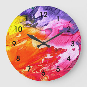Negrita Reloj abstracto en Naranja rosado morado