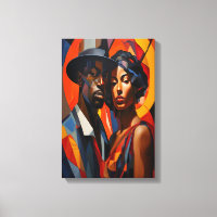 Negrita Resumen Cubismo Pareja Retrato - Arte Mode