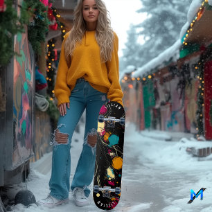 Negrita Resumen Diseño Swirl Cubierta Skateboard