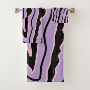 Negrita Resumen Purple Black Wavy Stripe Moderno