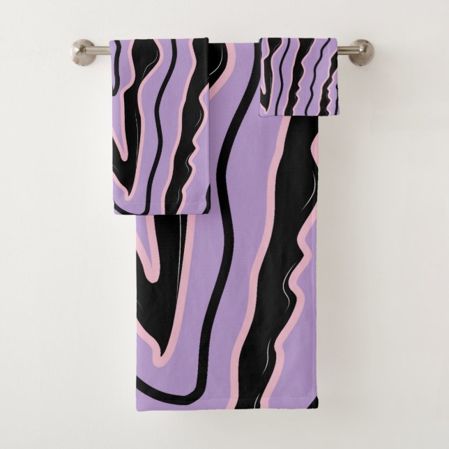 Negrita Resumen Purple Black Wavy Stripe Moderno (In situ)