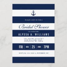 Negrita Tema Náutico Bridal Shower Invitación