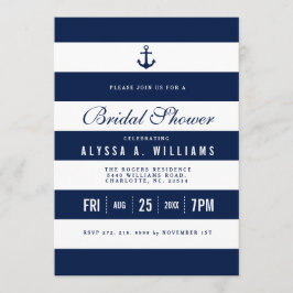 Negrita Tema Náutico Bridal Shower Invitación