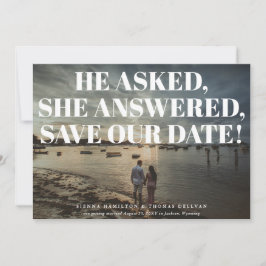 Negrita y atrevida tarjeta tipográfica de boda par