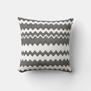 negrita zigzag almohada gris y blanco patrón