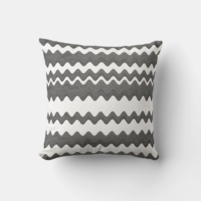 negrita zigzag almohada gris y blanco patrón (Anverso)