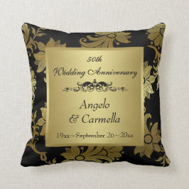 Negro, almohada del aniversario del damasco 50.o