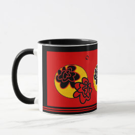 Negro amarillo rojo amistoso de la taza de café de
