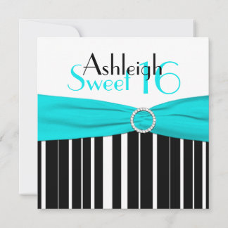 Negro, Aqua, dulce blanco Dieciséis invitaciones