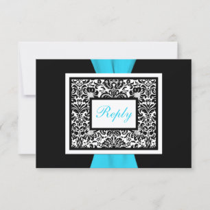 Negro, Blanco, Damasco Azul con RSVP de Cinta FALS