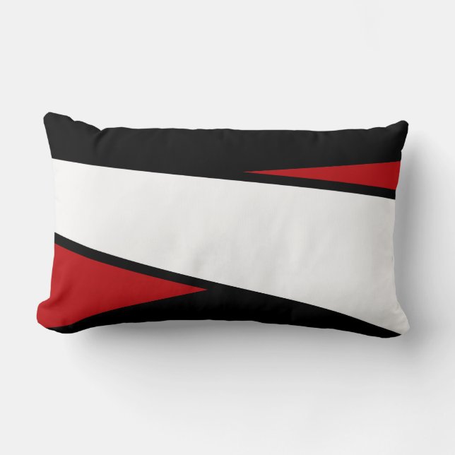 Negro, blanco, diseño de franjas rojas, almohada l (Anverso)