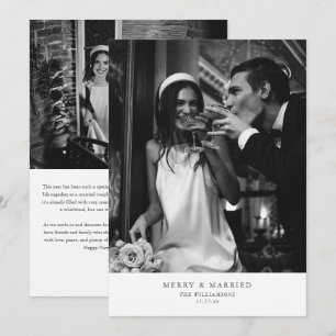 Negro Blanco Feliz y Casado Navidad Foto Carta