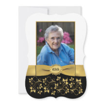 Negro, blanco, oro 65ª invitación de cumpleaños de