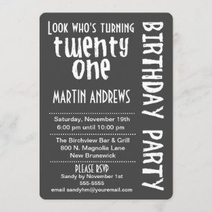 Negro/blanco que cumple 21 años de invitación