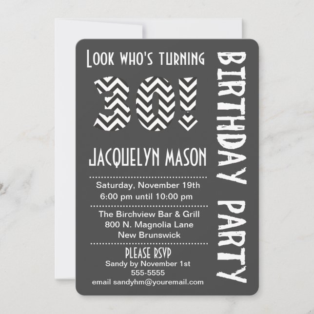 Negro/blanco que cumple 30 años de invitación (Anverso)