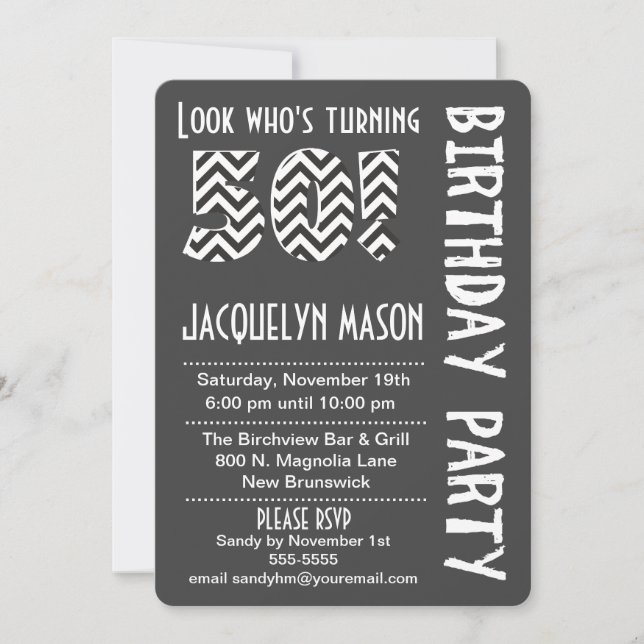 Negro/blanco que cumple 50 años de invitación (Anverso)