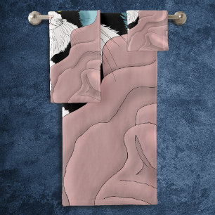 Negro Blanco Tuxedo gato Mantas Cuestas rosa azul