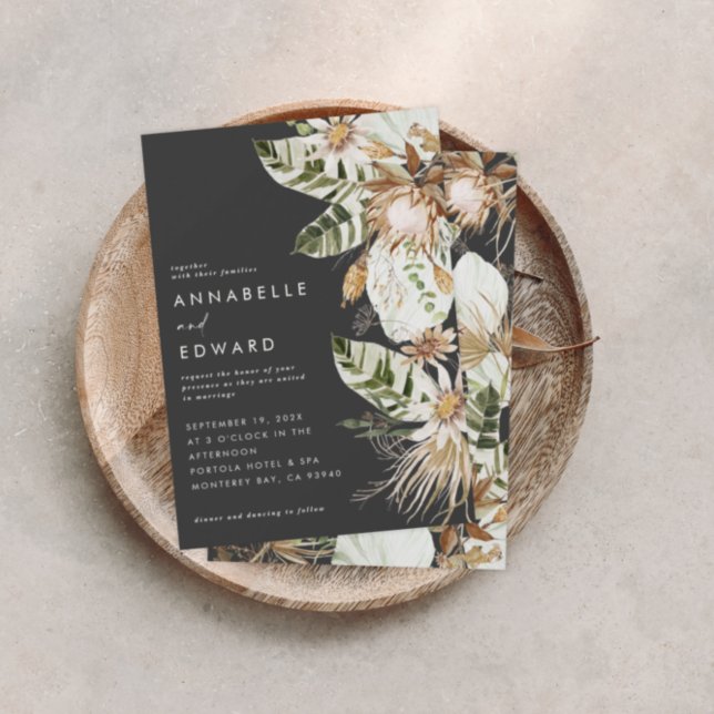 Negro bohemio botánico moderno y elegante natural (Subido por el creador)