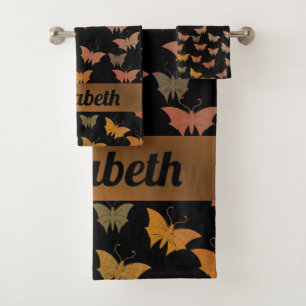 negro brillante, brillante, mariposas, baño exclus