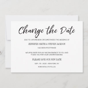 Negro cambia la Invitación de fecha pospuesta