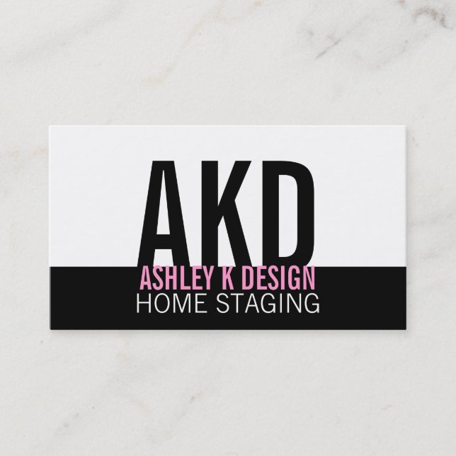 Negro casero moderno del rosa de la tarjeta de (Anverso)