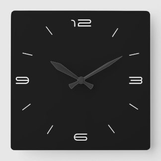 Negro clásico con números blancos> Relojes cuadrad